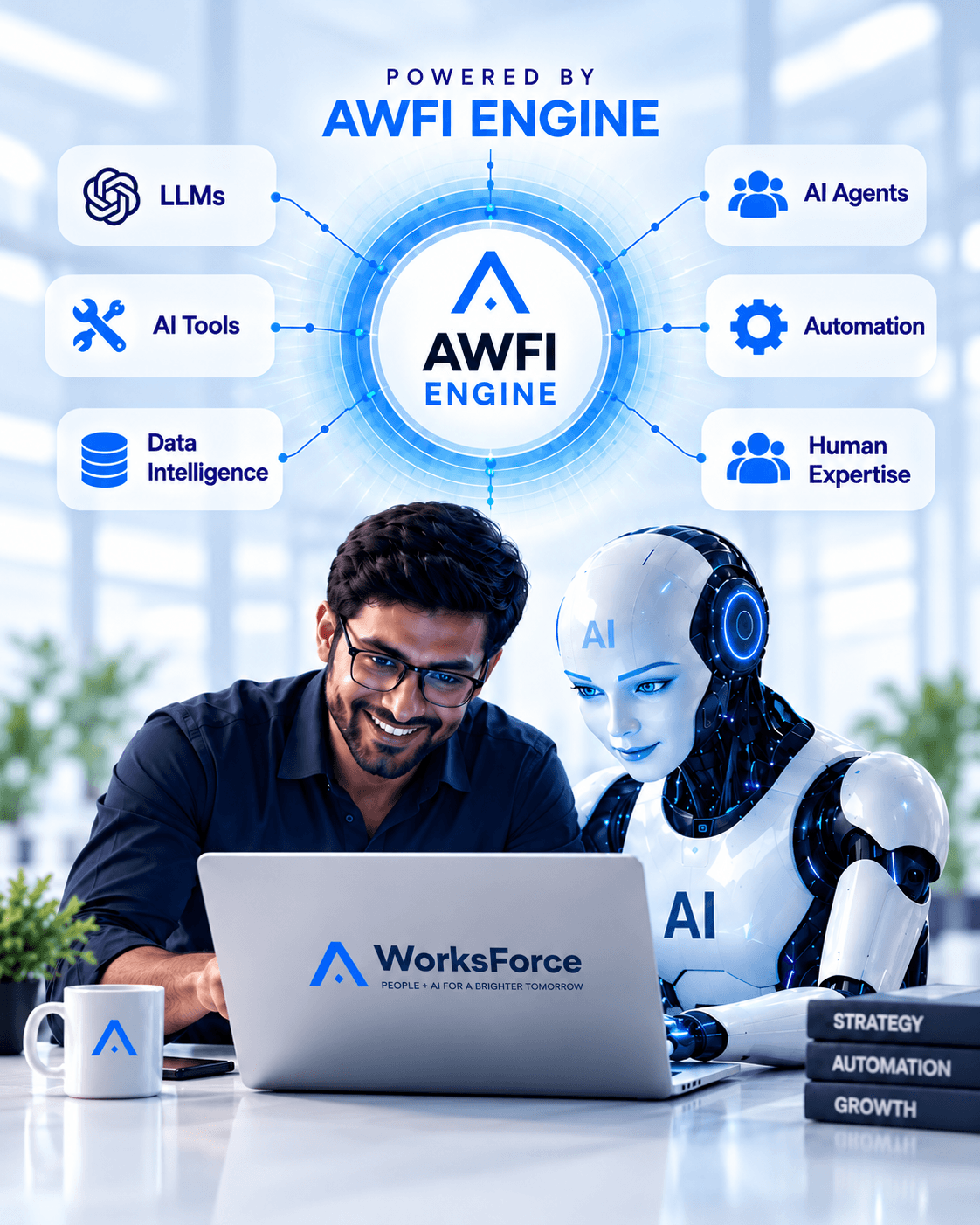 AWFI Engine with a human expert and AI robot