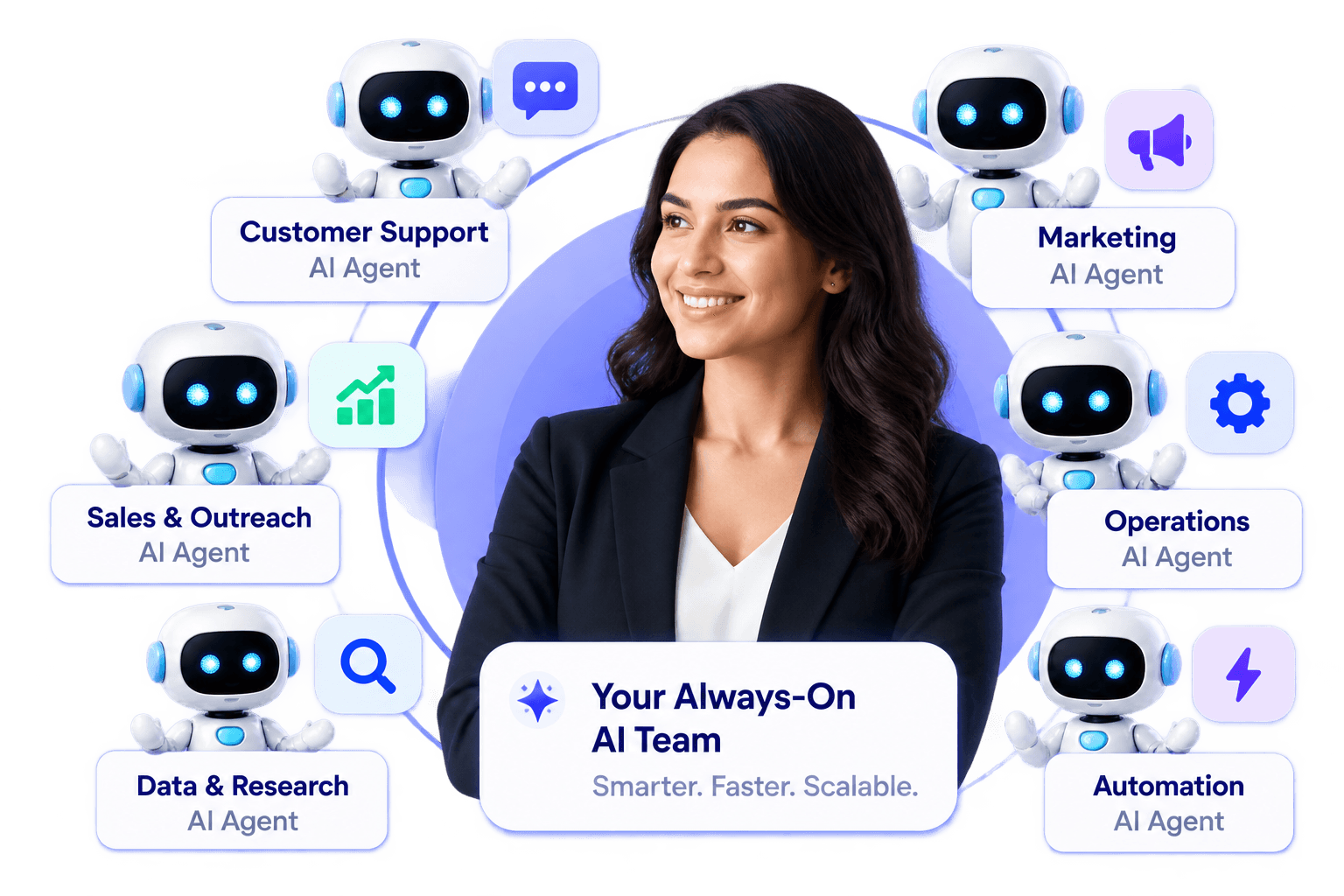 Professional working with her AI workforce