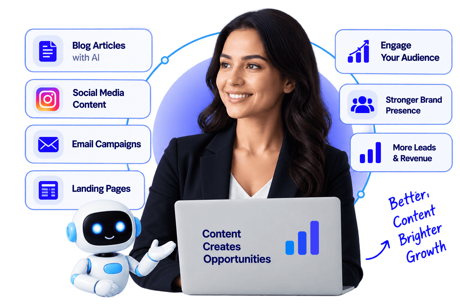 Content marketing professional using AI